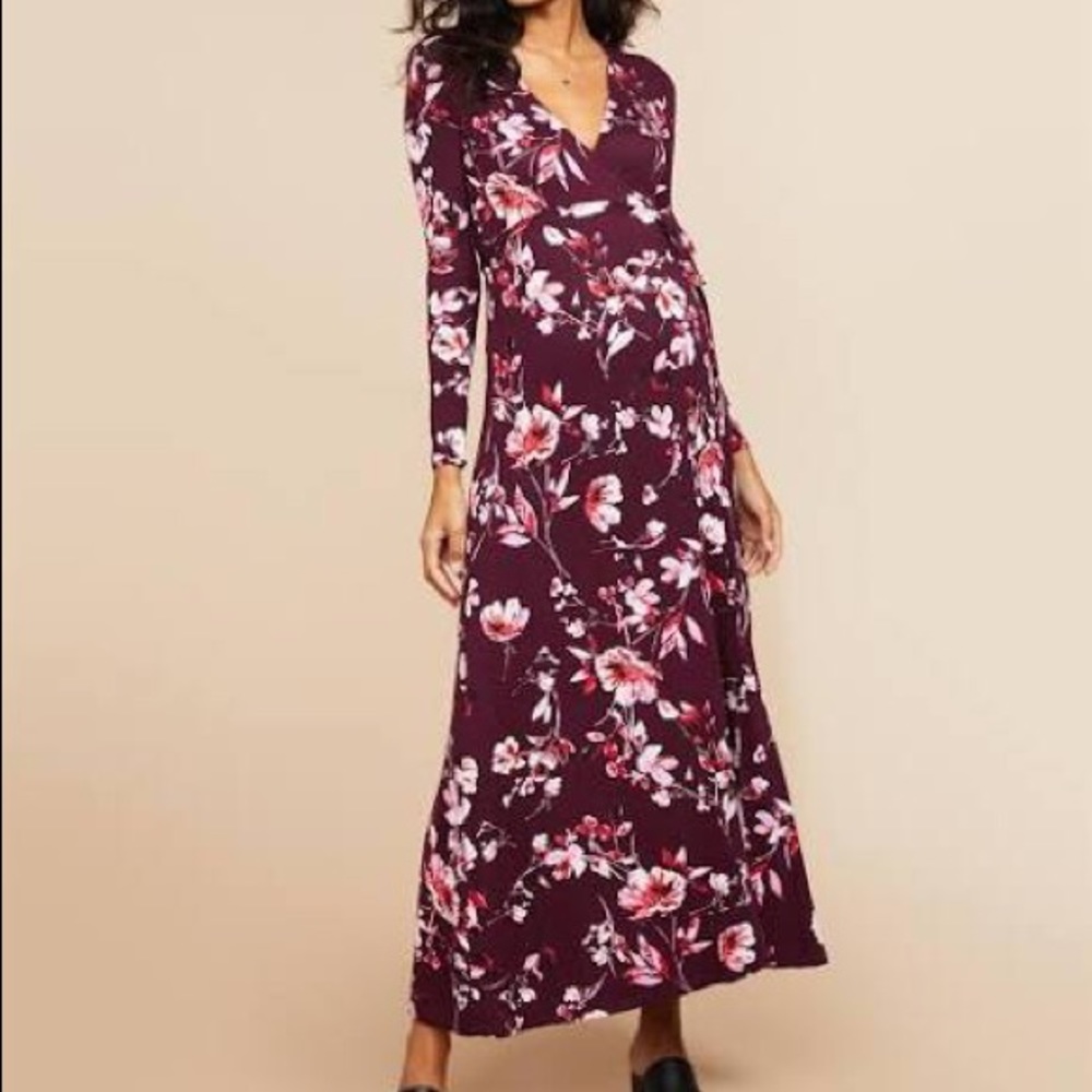 NWT XS motherhood maternity Maxi purple floral
